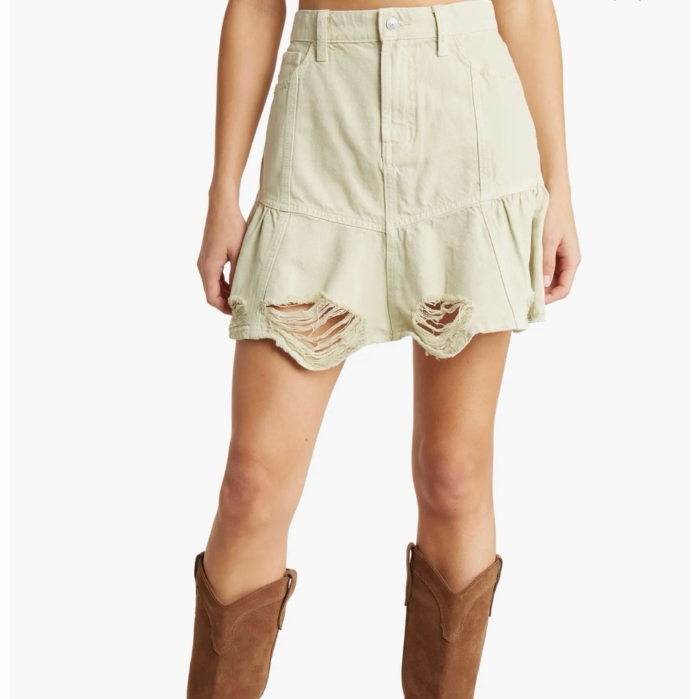 7 For All Mankind Soft Olive Mini Skirt